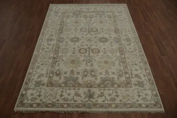 Exquisite Oushak Indian Area Rug 6x9 with Rich Earthy Color Palette