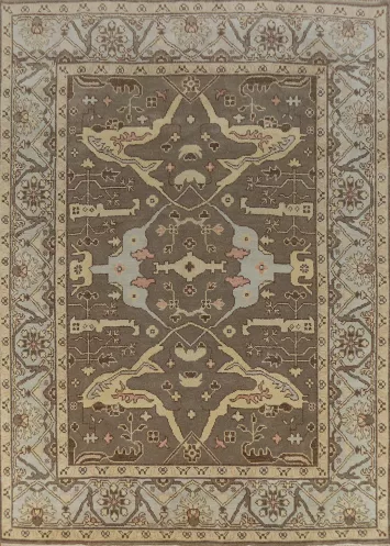 Earth Tone Brown Oushak Indian Area Rug 8x10