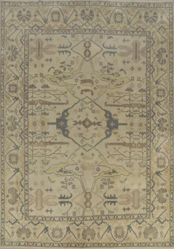 Earth Tone Wool Oushak Indian Area Rug 8x10
