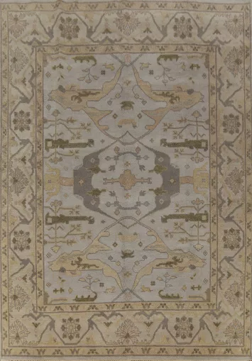 Silver Gray Wool Oushak Indian Area Rug 8x10