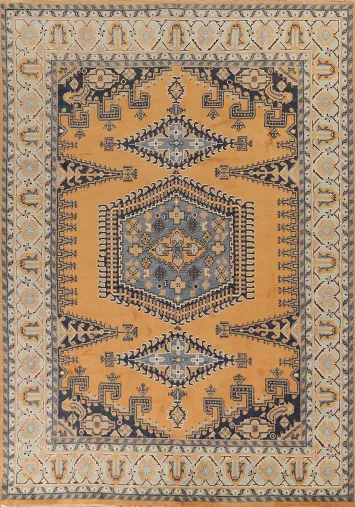 Geometric Wool Viss Indian Area Rug 9x12