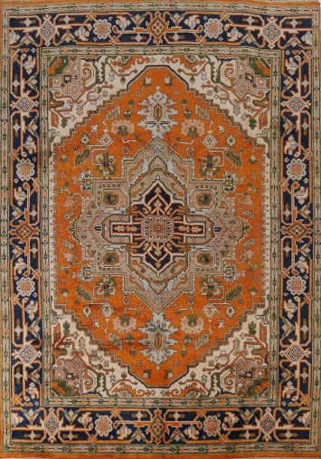 Orange Wool Heriz Serapi Indian Area Rug 8x10