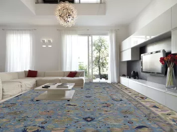 Vegetable Dye Blue Sultanabad Palace Size Persian Rug 27x43