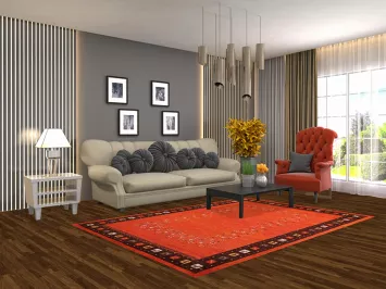 Orange Wool Gabbeh Indian Area Rug 5x8