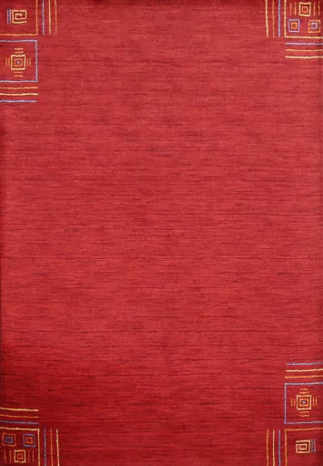 Red Wool Solid Gabbeh Indian Area Rug 5x8