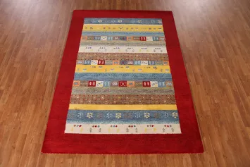 Tribal Geometric Gabbeh Indian Area Rug 5x8