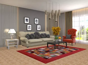 Geometric Modern Indian Area Rug 5x8