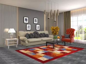 Tribal Geometric Wool Gabbeh Indian Area Rug 5x8