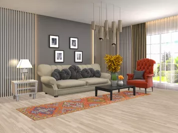 Orange Heriz Serapi Indian Runner Rug 3x10