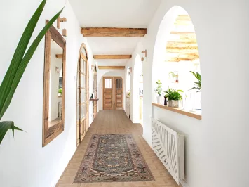 Gray Geometric Heriz Serapi Indian Runner Rug 3x8