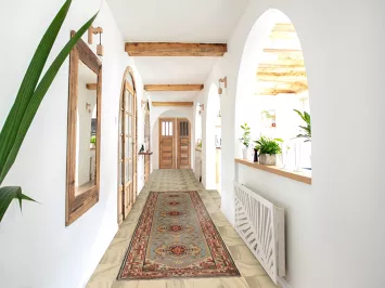 Light Blue Heriz Serapi Indian Runner Rug 3x12