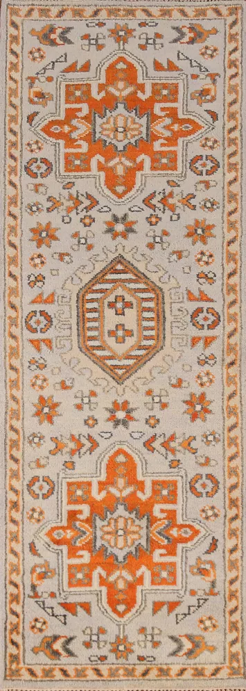 Geometric Heriz Serapi Indian Runner Rug 2x8