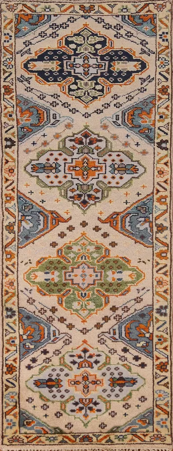 Geometric Heriz Serapi Indian Runner Rug 3x8