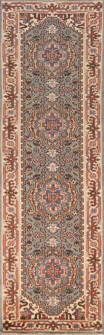 Geometric Heriz Serapi Indian Runner Rug 2x10