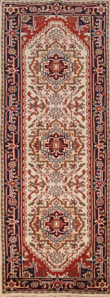 Ivory Heriz Serapi Indian Runner Rug 3x8