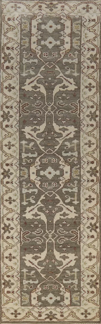 Handmade Oushak Indian Runner Rug 2x10