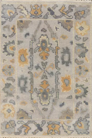 Geometric Wool Oushak Indian Rug 2x3