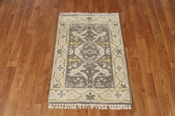 Gray Wool Oushak Indian Rug 2x3