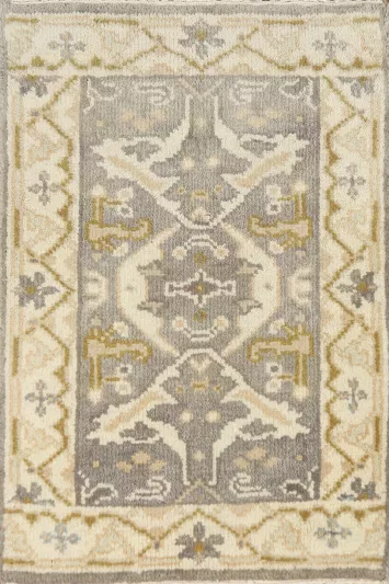 Geometric Gray Oushak Indian Rug 2x3