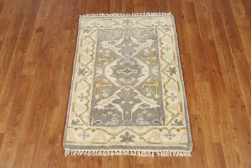 Geometric Gray Oushak Indian Rug 2x3