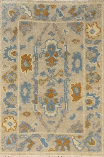 Geometric Wool Oushak Indian Rug 2x3