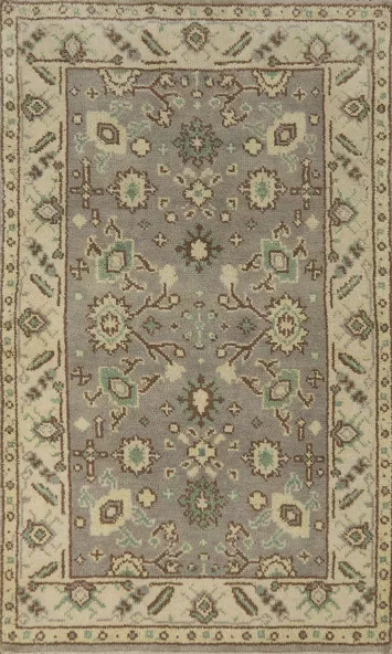 Gray Wool Oushak Indian Rug 3x5