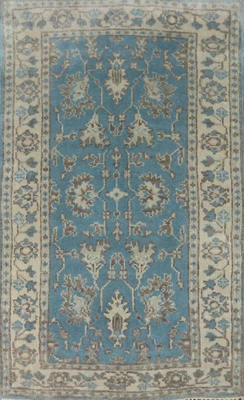 Blue Floral Oushak Indian Rug 3x5
