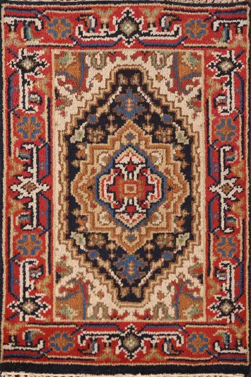 Dark Blue Heriz Serapi Indian Accent Rug 2x3