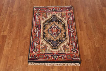 Dark Blue Heriz Serapi Indian Accent Rug 2x3