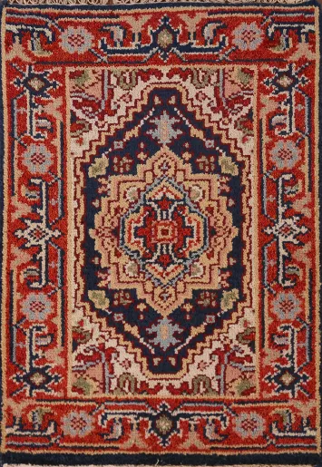 Navy Blue Heriz Serapi Indian Accent Rug 2x3