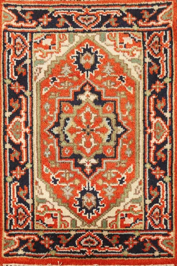 Orange Wool Heriz Serapi Indian Accent Rug 2x3