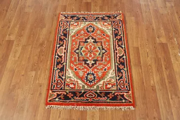 Orange Wool Heriz Serapi Indian Accent Rug 2x3