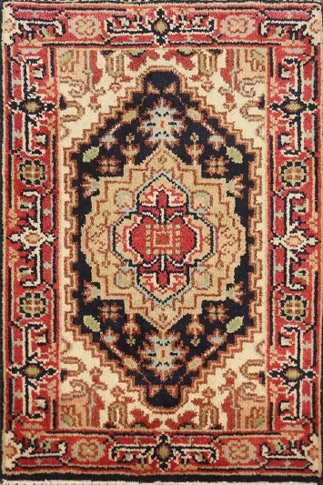 Dark Blue Heriz Serapi Indian Accent Rug 2x3