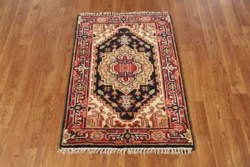 Dark Blue Heriz Serapi Indian Accent Rug 2x3