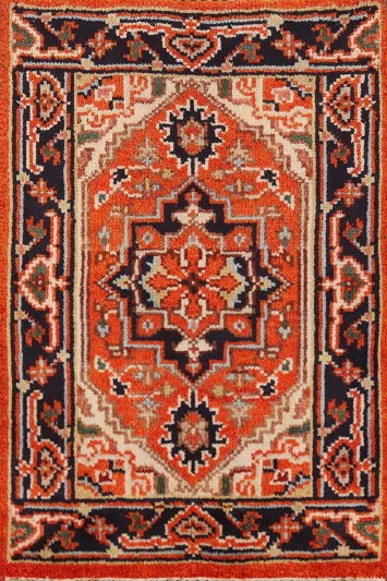 Orange Wool Heriz Serapi Indian Accent Rug 2x3
