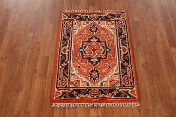 Orange Wool Heriz Serapi Indian Accent Rug 2x3
