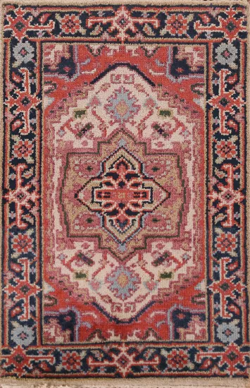 Geometric Heriz Serapi Indian Accent Rug 2x3