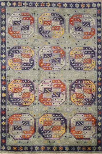 Geometric Heriz Serapi Indian Foyer Rug 4x6