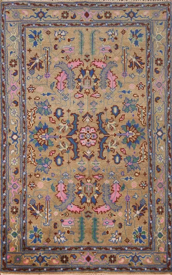 Geometric Heriz Serapi Indian Foyer Rug 4x6