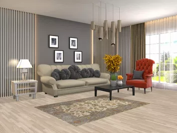 Ivory Wool Oushak Indian Rug 4x6