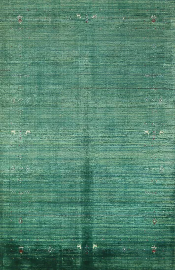 Green Handmade Gabbeh Indian Area Rug 5x8