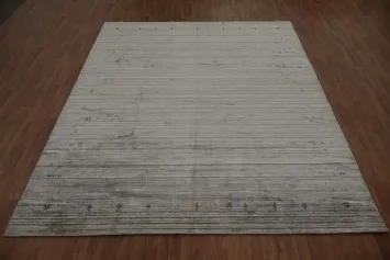 Hand-Knotted Gabbeh Area Rug 9x12 Featuring Subtle Color Details
