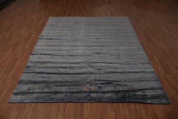 Sleek Gabbeh Area Rug 8x10 Minimalistic Design with Pops of Color