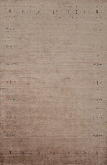 Sophisticated Gabbeh Area Rug 8x10 with Sparse Artistic Accents