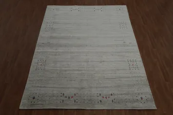 Elegance Gabbeh Area Rug 9x12 with Artistic Corner Embellishments