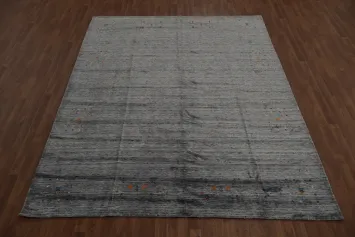 Elegant Gray Handmade Gabbeh Area Rug 8x10 for Modern Living Spaces