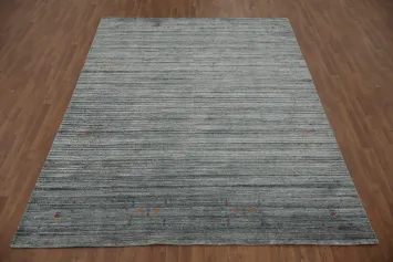 Elegantly Gabbeh Indian Area Rug 8x10 with Subtle Linear Pattern