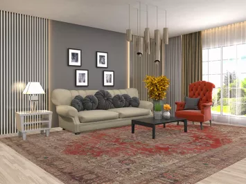 Vintage Medallion Wool Tabriz Persian Area Rug 9x13