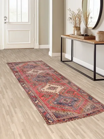 Geometric Bakhtiari Persian Runner Rug 3x10