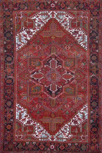 Red Geometric Heriz Persian Area Rug 8x11